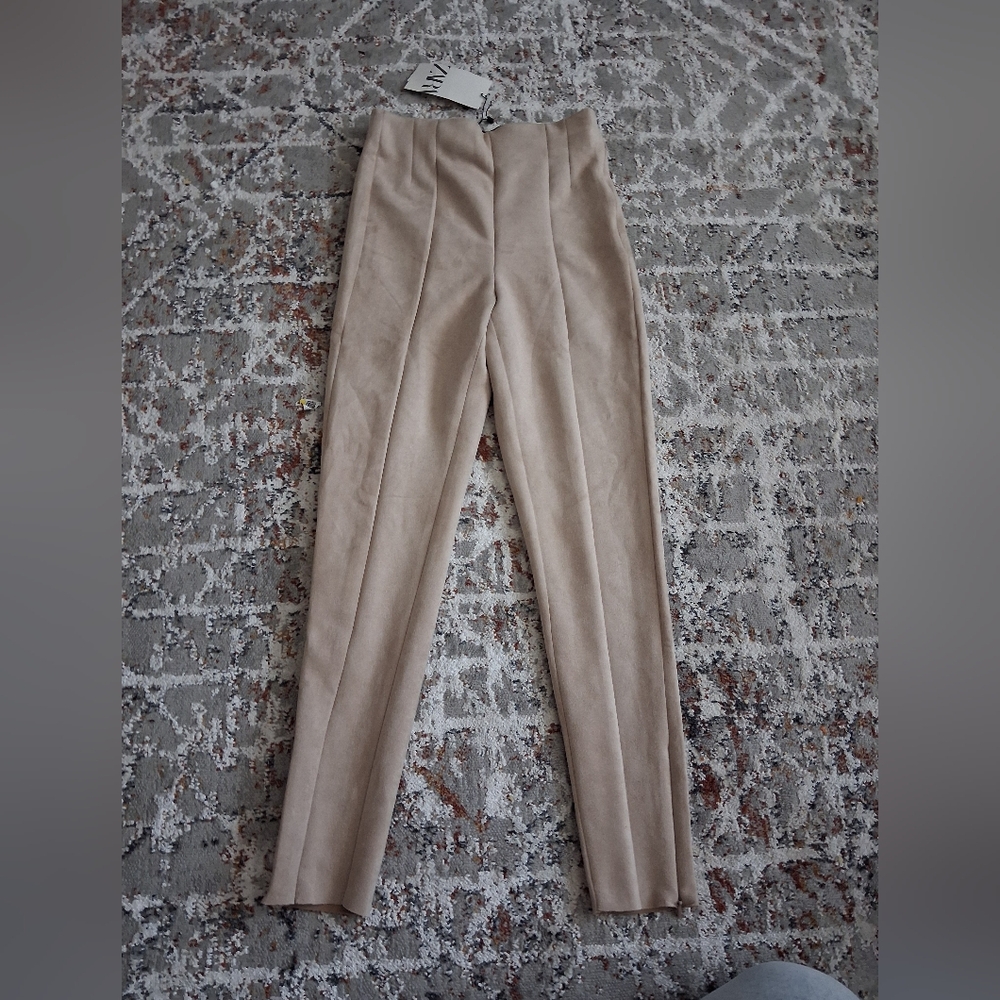 Zara Beige High-Waisted Pants